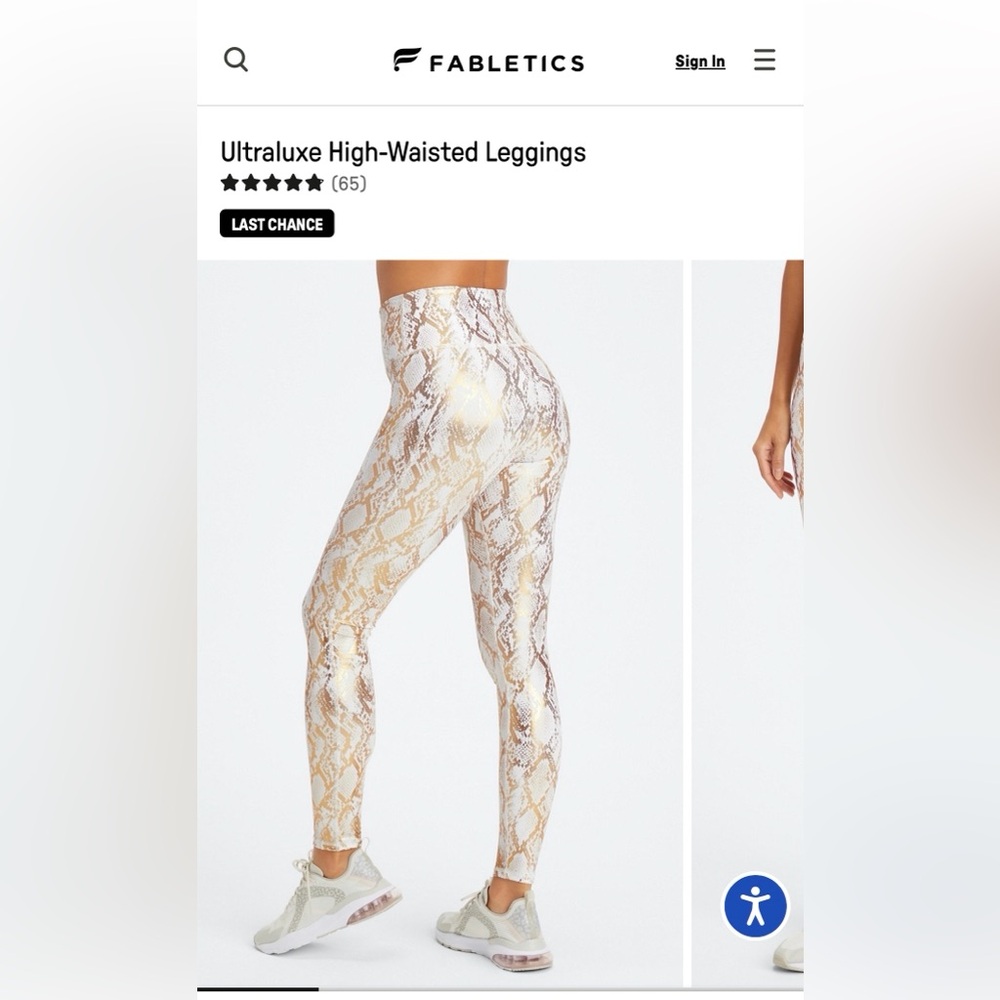 Fabletics Ultraluxe High-Waisted Leggings - White and Gold